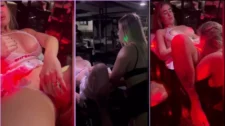 Hot moments of Debora Peixoto exchanging kisses with a woman